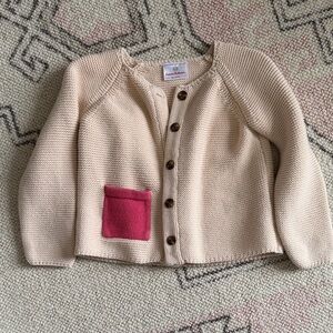 Hanna Andersson Cream and Pink Kids Cardigan
